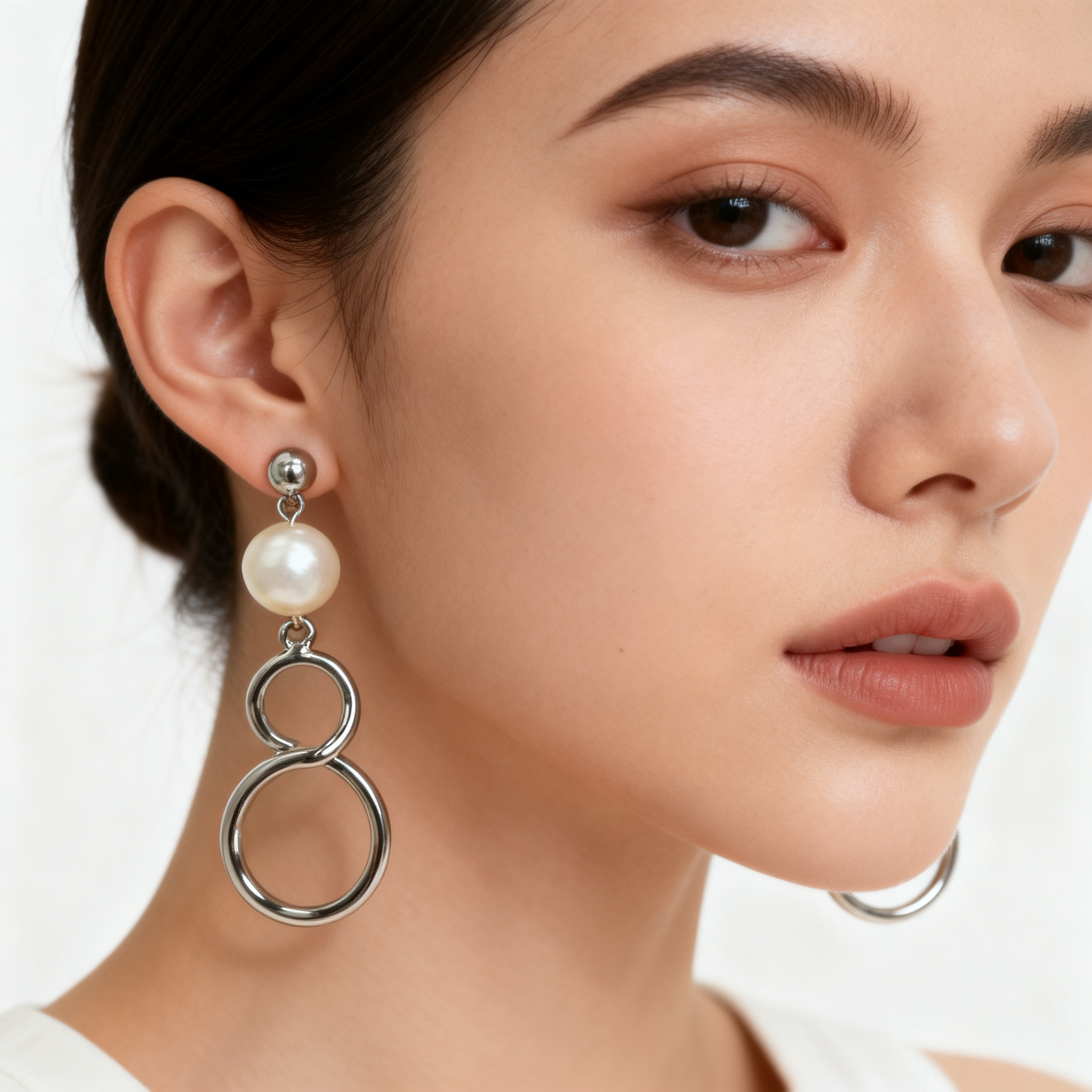 Pendiente de perla infinito silver Elegante – MINOMINO