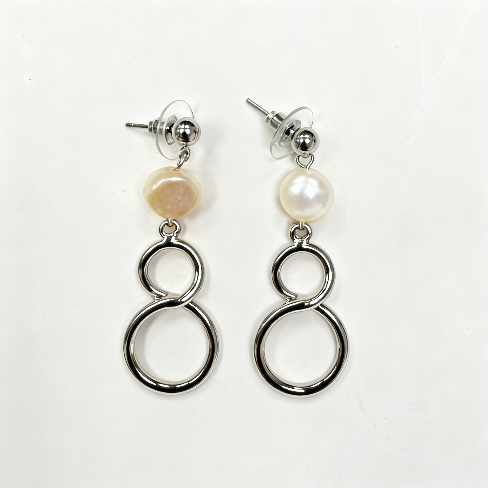 Pendiente de perla infinito silver Elegante – MINOMINO