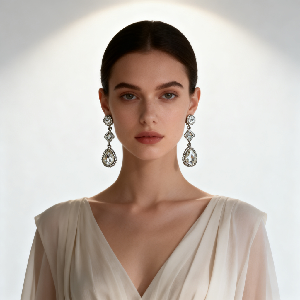 Pendiente cristalina silver Elegante – MINOMINO