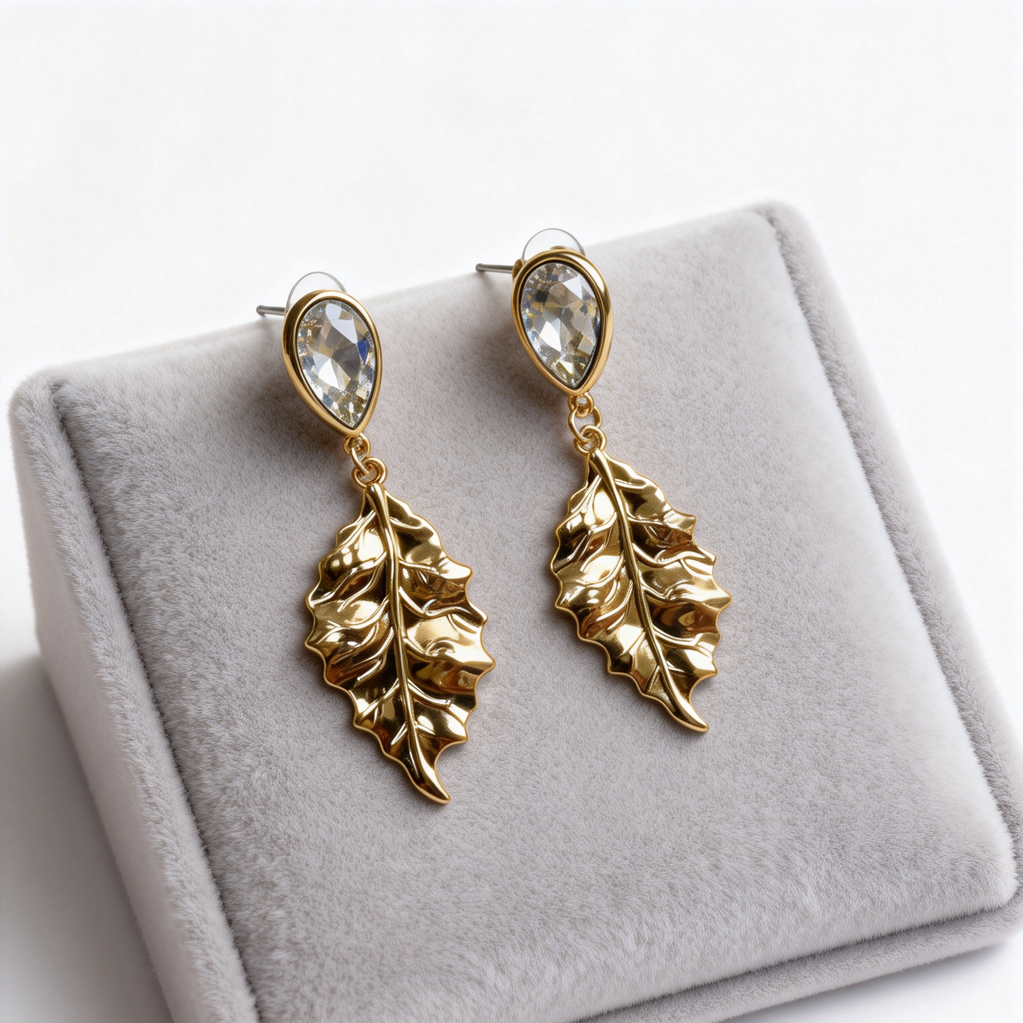 Pendientes hoja cristalina Elegante – MINOMINO