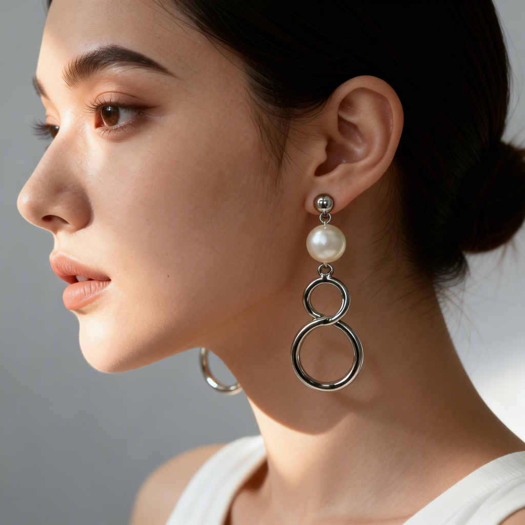 Pendiente de perla infinito silver Elegante – MINOMINO