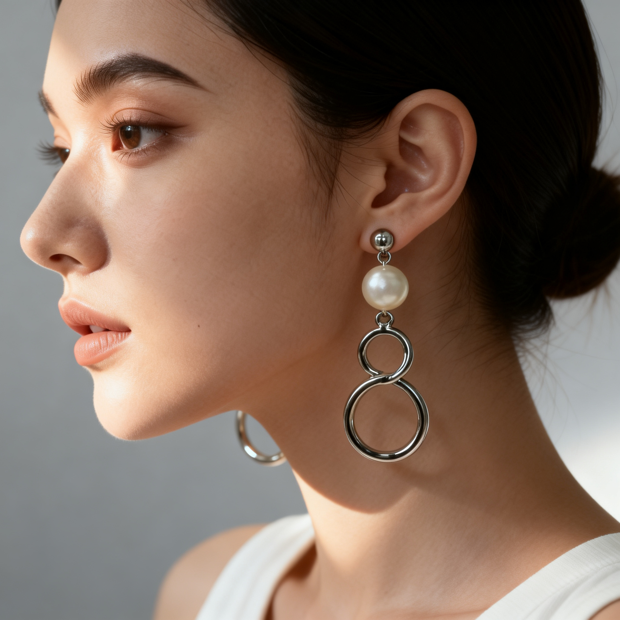 Pendiente de perla infinito silver Elegante – MINOMINO