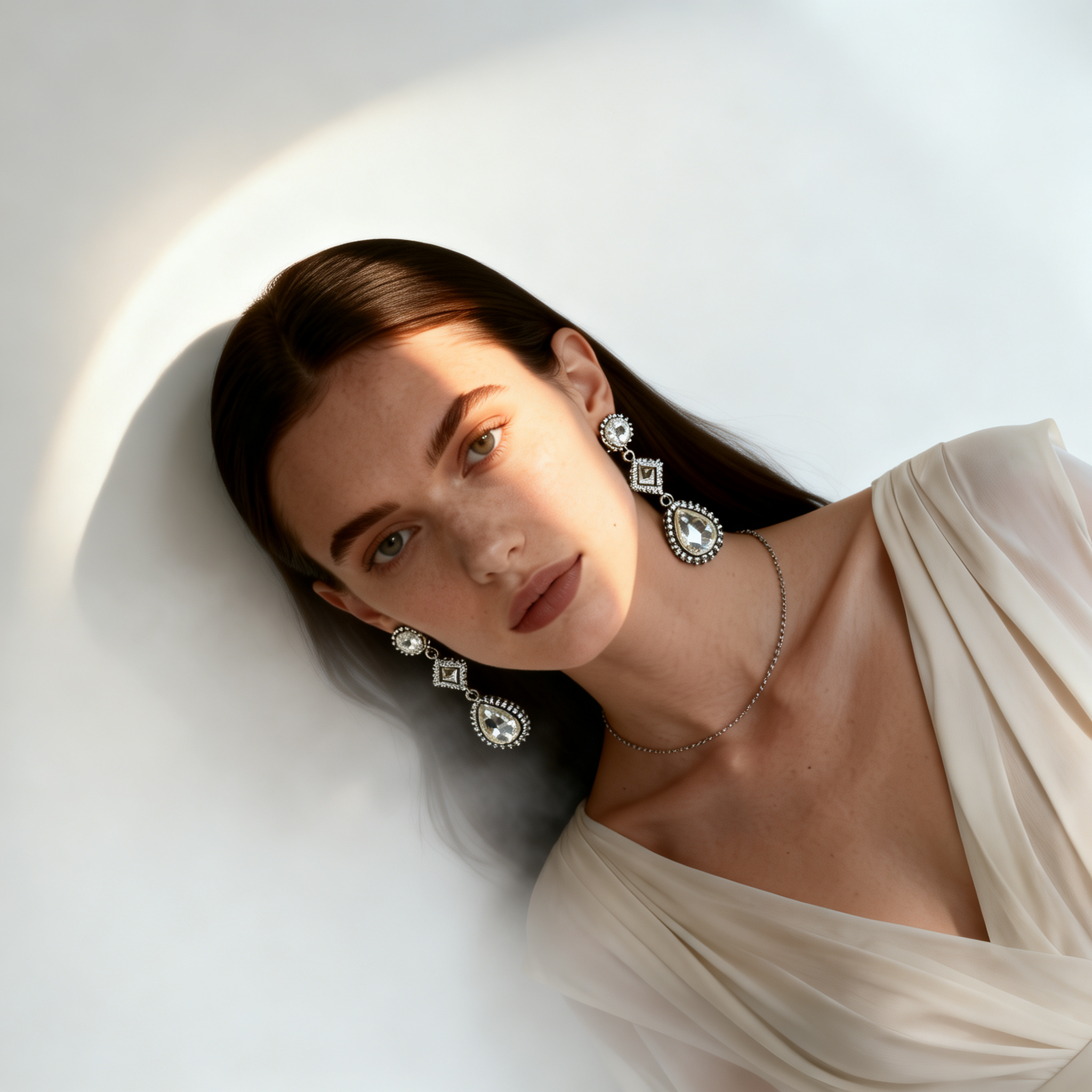 Pendiente cristalina silver Elegante – MINOMINO
